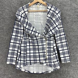 My Beloved Jacket Women S Small White Plaid Full Zip Collared Long Sleeve Casual